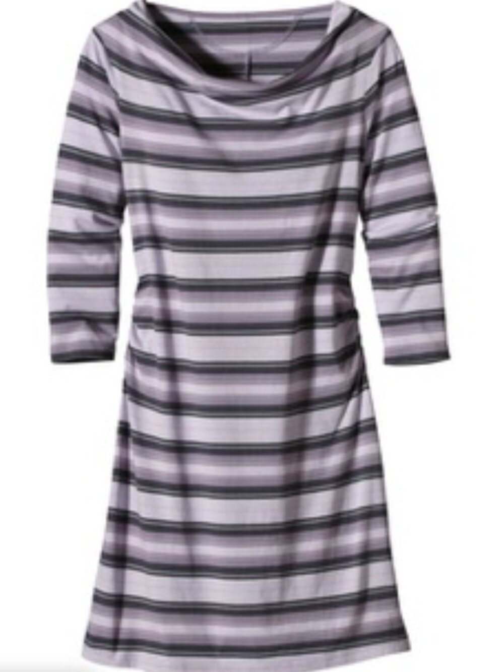 Patagonia Womens Kamala Cowl Neck Dress  Stripe Purple Organic Cotton medium new